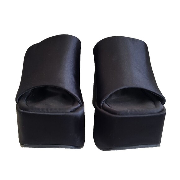 Vintage Y2K Steve Madden Daniella 90s Platform Slides Sandals, Black, Size 8 - Picture 3 of 10